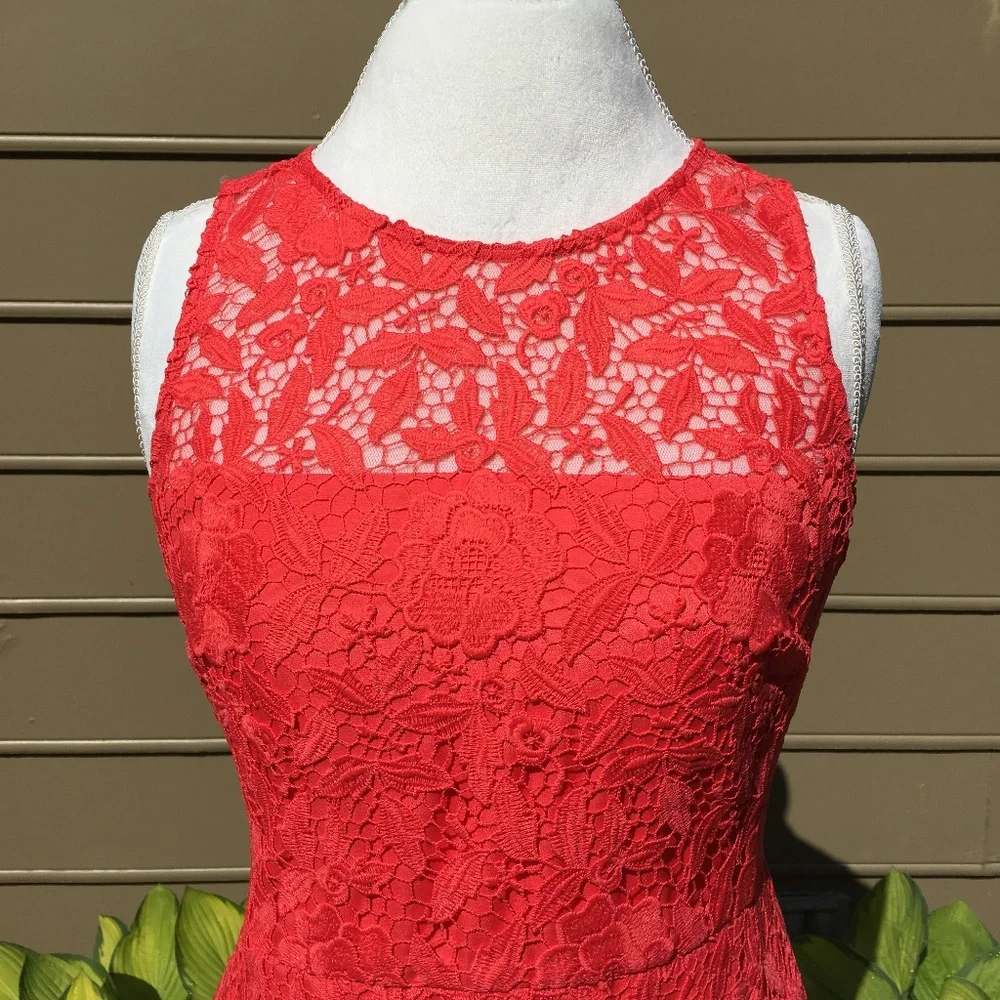 J. CREW COLLECTION - Coral floral Venetian lace fitted dress - Like new … - Picture 6 of 8